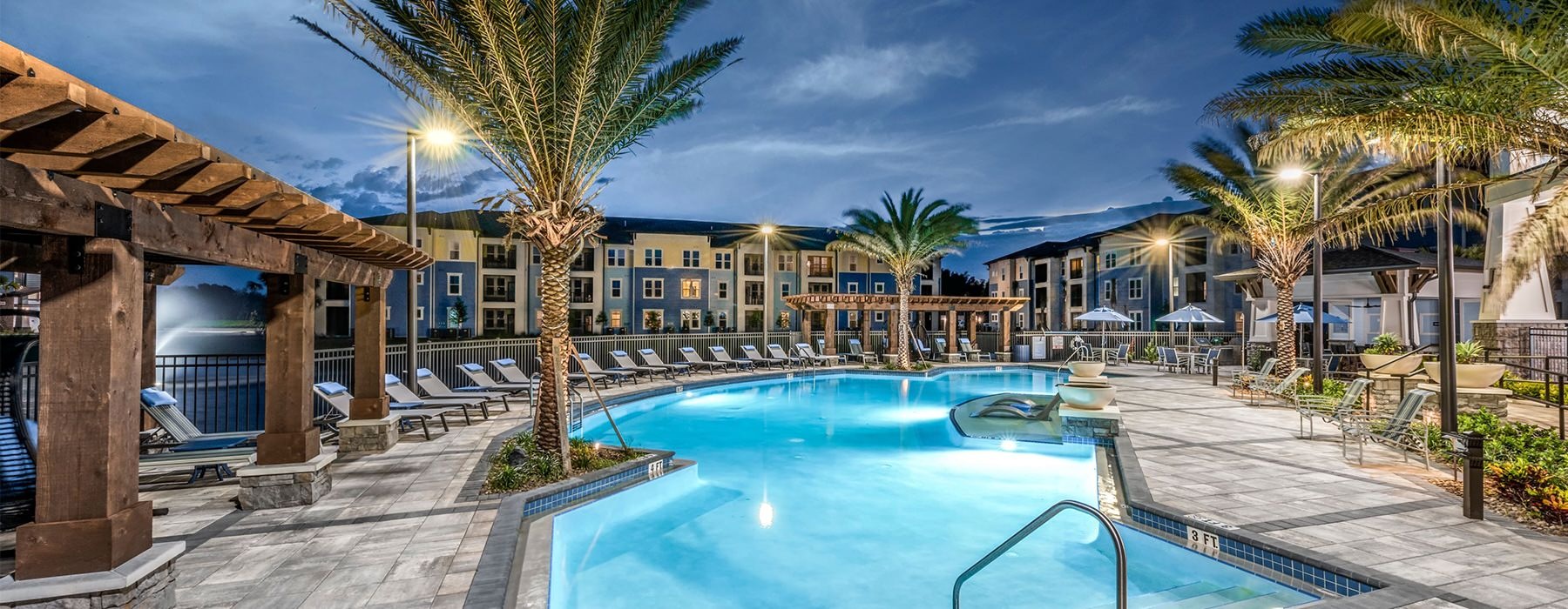 Pool Deck Area at Dusk