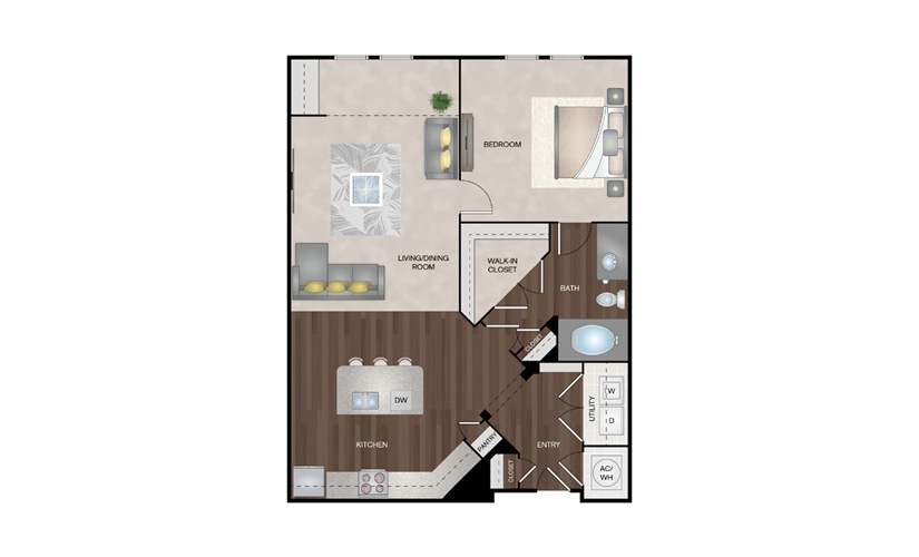 Cottage 1 Bed 1 Bath Floorplan
